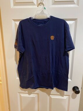 Men's Navy Short-Sleeve Logo Tee with Orange Crest